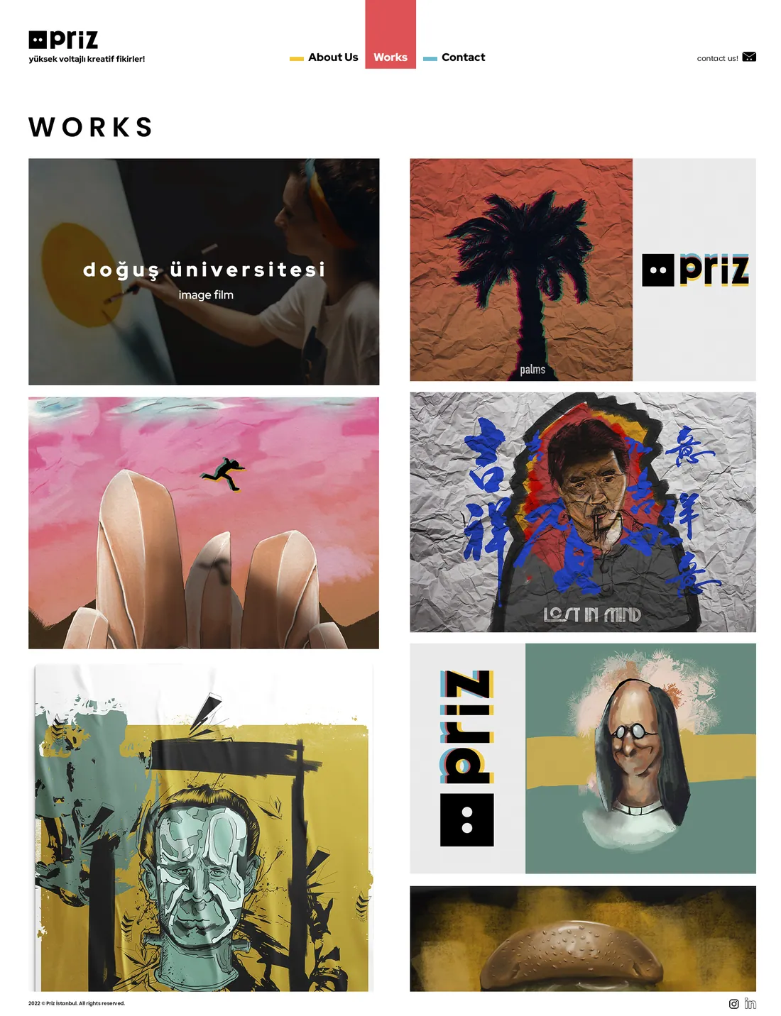 Priz website, works page
